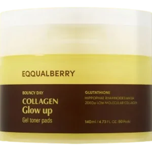 EQQUALBERRY Collagen Glow Up Gel Toner Pads – Kollagénes Gélpárnák A Ragyogó Bőrért 60db/140ml Kedvezményes ár