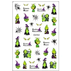 Alacsony ár Niiza Körömmatrica - D252 Grincs Halloween