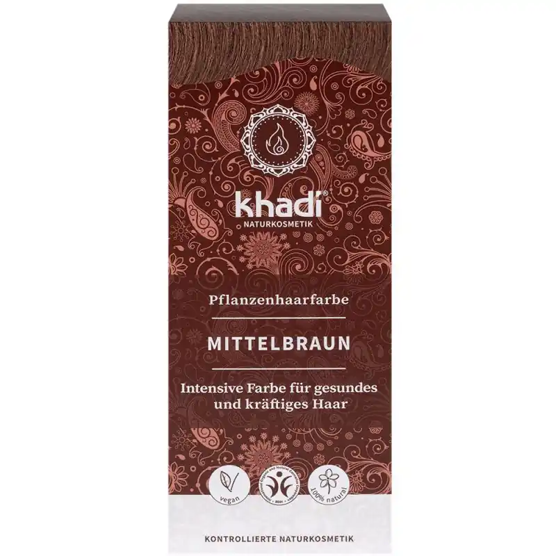 Khadi Növényi hajfesték – középbarna – 100g Árengedmény
