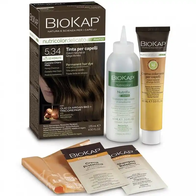 Gyors szállítás Biokap Nutricolor Rapid Tartós hajfesték Nr 5.34 mézes gesztenye barna – 135ml