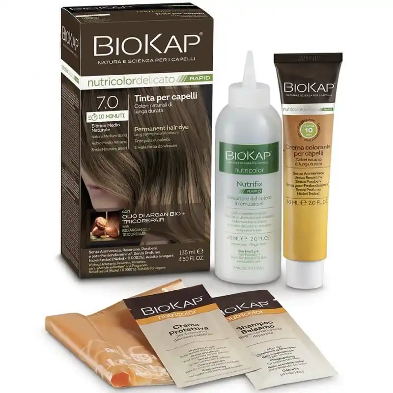 Alacsony ár Biokap Nutricolor Rapid Tartós hajfesték Nr 7.0 natúr közép szőke – 135ml