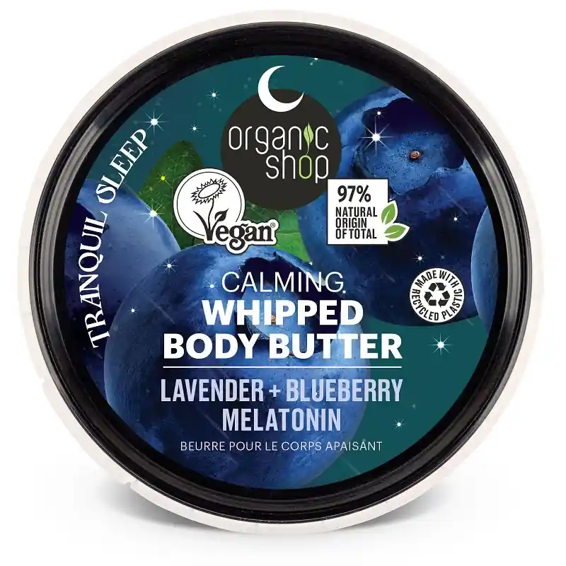 Azonnal elérhető Organic Shop Nyugtató habos testvaj levendulával, áfonyával és melatoninnal – 250ml