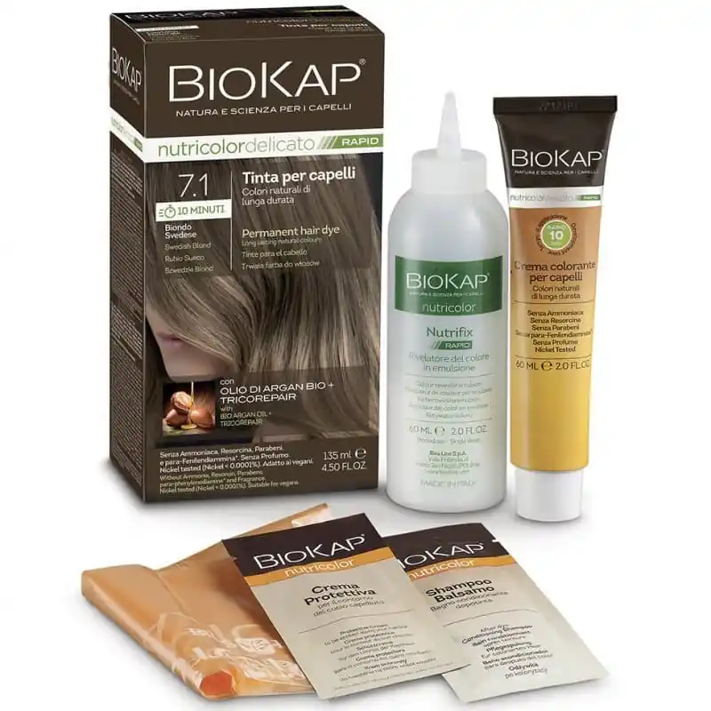 Alacsony ár Biokap Nutricolor Rapid Tartós hajfesték Nr 7.1 svéd szőke – 135ml