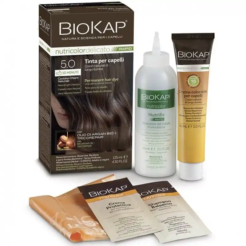 Biokap Nutricolor Rapid Tartós hajfesték Nr 5.0 natúr világos gesztenye barna – 135ml Biztonságos fizetés