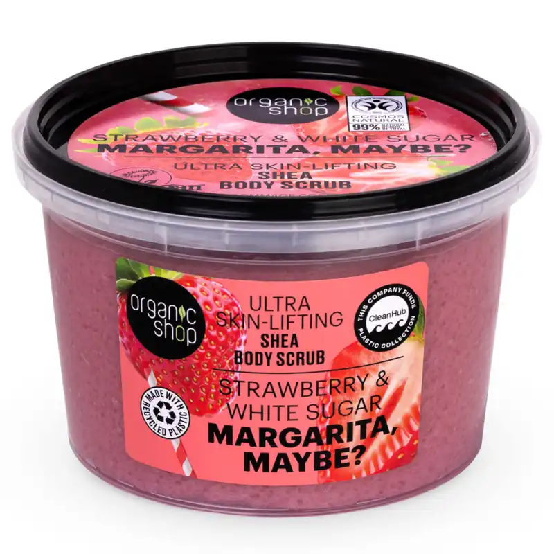 Árengedmény Organic Shop „Margarita, maybe?” Lifting shea testradír eperrel és cukorral – 250ml