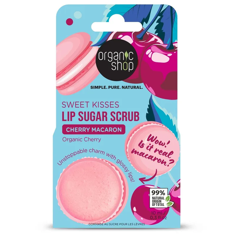 Outlet Organic Shop Cseresznyés macaron cukros ajakradír bio cseresznyével – 10ml