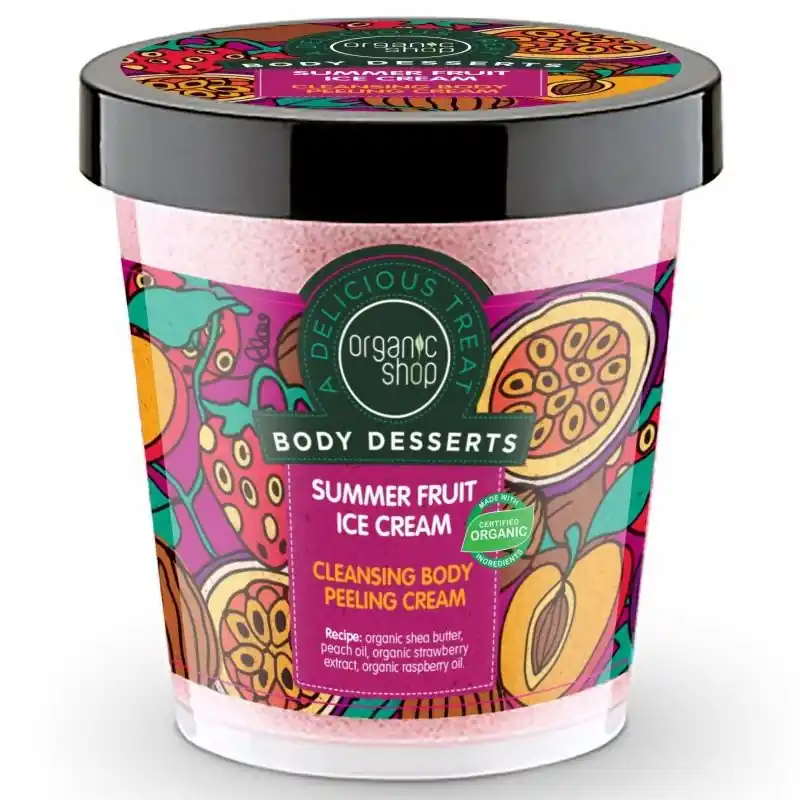 Organic Shop Tisztító testpeeling Nyári gyümölcsös jégkrém – 450ml Vedd meg online