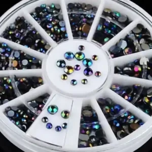 Azonnal elérhető Körömstrassz tárcsában irizáló fekete színben 2-5mm 29