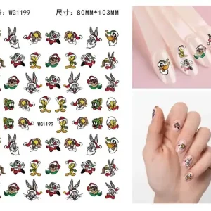 Azonnali szállítás Körömmatrica - WG1199 Looney Tunes karácsony