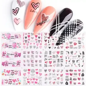 Gyors kiszállítás Körömmatrica BN2005 - BN2016 12db/ív LOVE Valentin