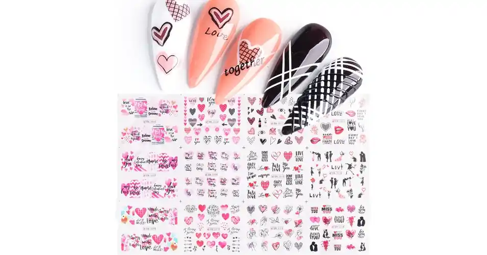 Gyors kiszállítás Körömmatrica BN2005 - BN2016 12db/ív LOVE Valentin
