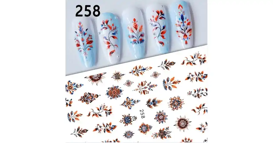 Körömmatrica - 258 őszi virág Prémium