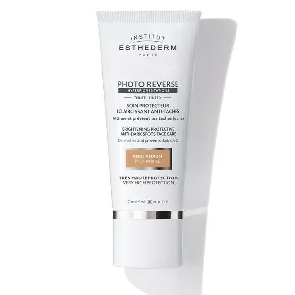 Gyors kiszállítás ESTHEDERM Photo Reverse fényvédő hiperpigmentált bőrre SPF50+ színezett, közepes bézs (50ml)