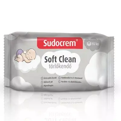 SUDOCREM törlőkendő Soft Clean krémes (55db) Gyors kiszállítás