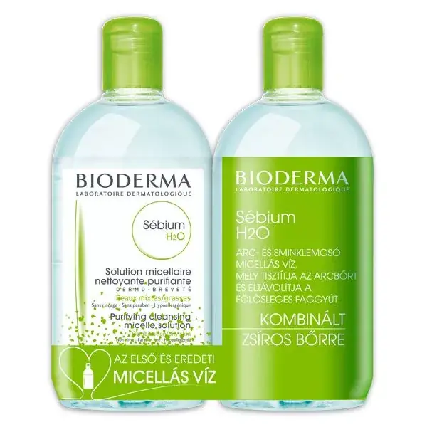 Kihagyhatatlan ajánlat BIODERMA Sébium H2O arc- és sminklemosó micellás víz duopack (500ml+500ml)