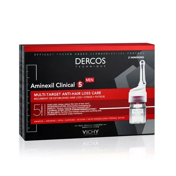 Nézd meg most VICHY Dercos Aminexil Clinical 5 hajhullás elleni ampulla férfiaknak (21x6ml)