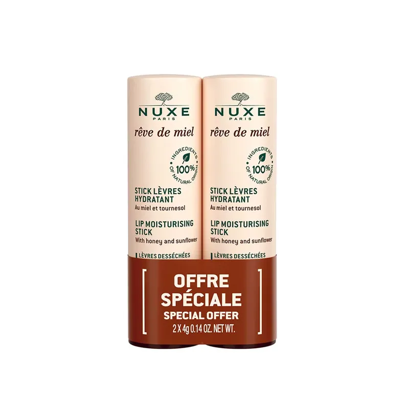 NUXE Reve de Miel ajakápoló stift DUO (4g+4g) Különleges ajánlat