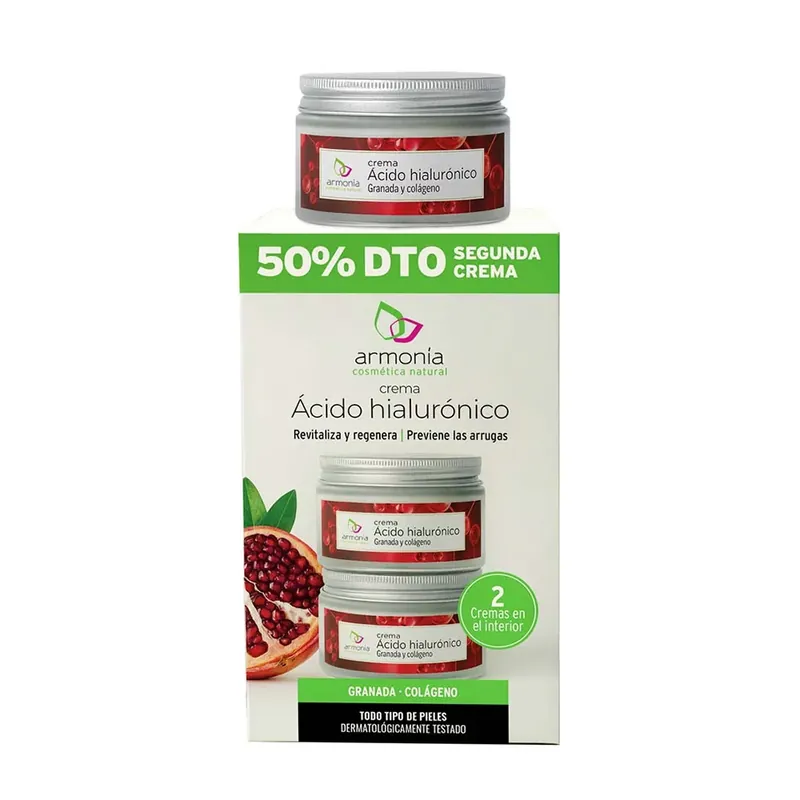 Nézd meg most ARMONÍA Hialuron arckrém kollagénnel, gránátalmával Duopack (50ml+50ml)