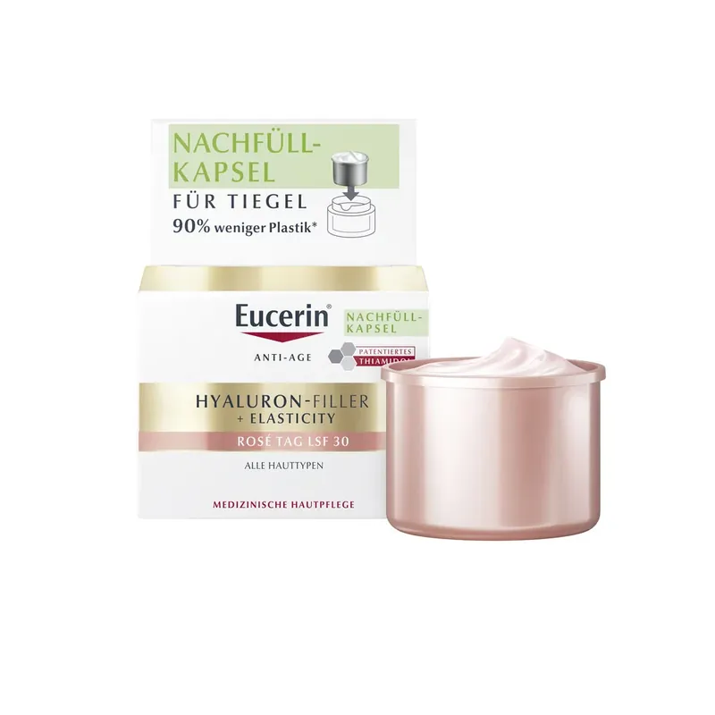EUCERIN Hyaluron-Filler + Elasticity Bőrtömörséget regeneráló nappali arckrém SPF30 rose öko-utántöltő (50ml) Akció