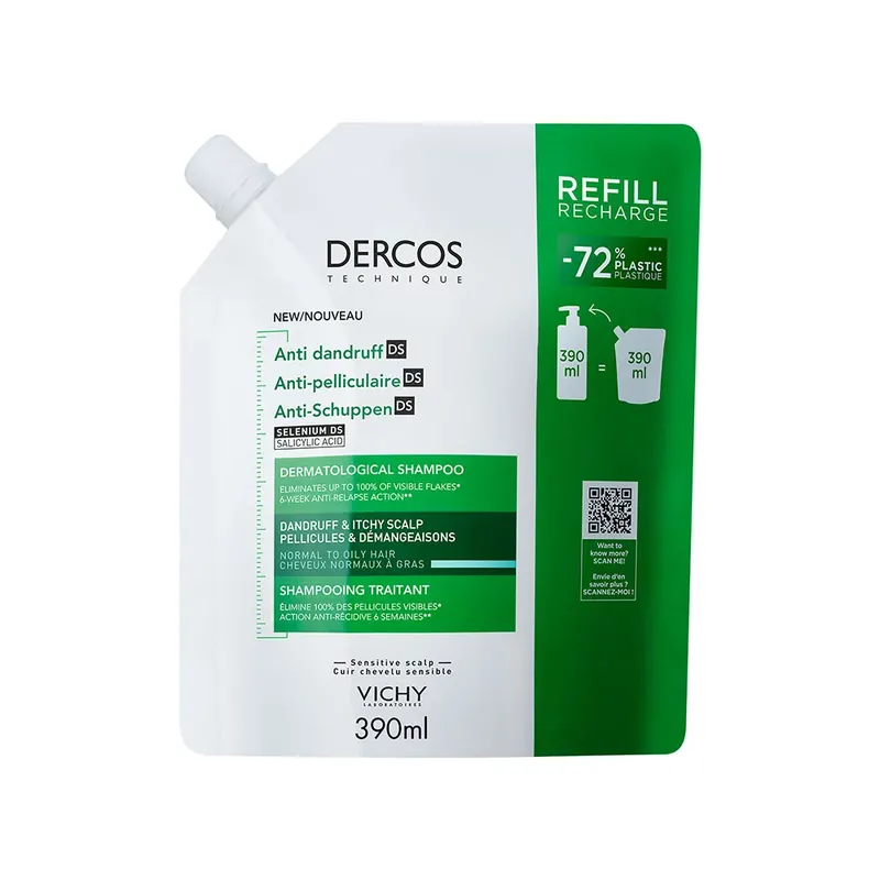 Ajánlat VICHY Dercos DS korpásodás elleni sampon normál és zsíros hajra utántöltő (390ml)