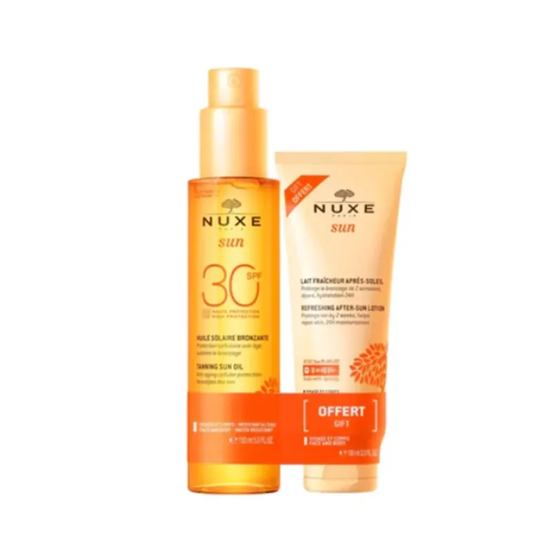 Alacsony ár NUXE Sun napolaj arcra és testre SPF30 + napozás utáni lotion (150ml+100ml)