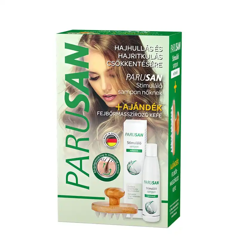 PARUSAN Stimuláló sampon Nőknek 200ml + Ajándék fejbőrmasszírozó kefe Ne maradj le