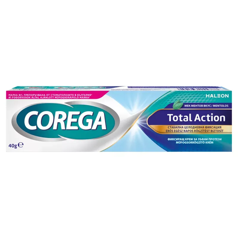 Vásárlói kedvenc Corega Total Action mentolos műfogsorrögzítő krém 40 g