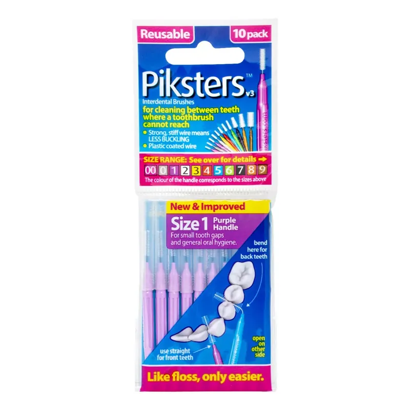 Piksters fogköztisztító kefe 1-es méret lila 10 db Legnépszerűbb
