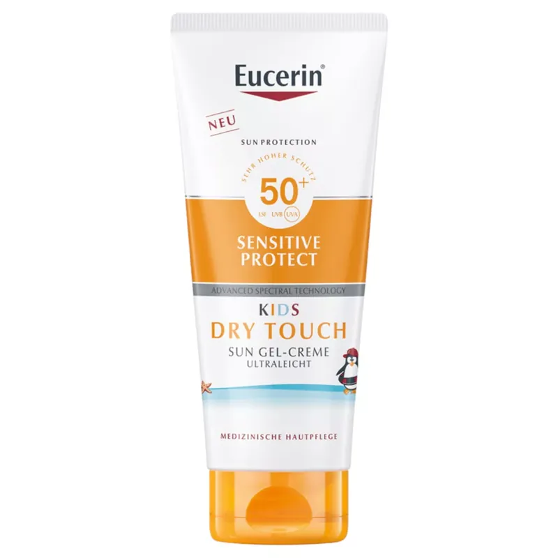 Különleges ajánlat Eucerin Sun Kids Sensitive Protect Dry Touch gyermek napozó gél-krém SPF50+ 200 ml