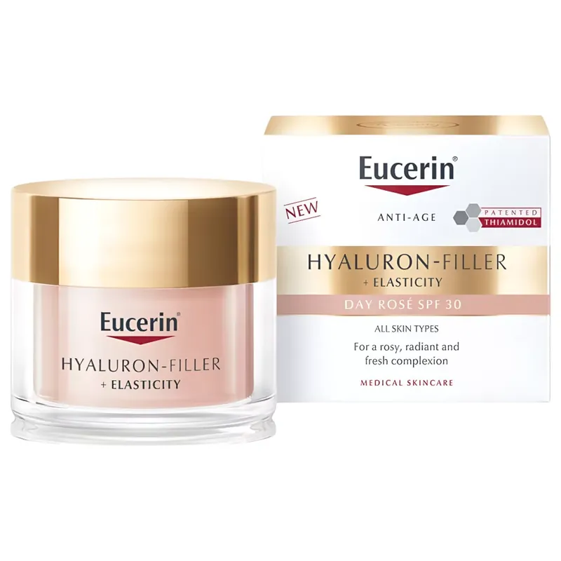 Legnépszerűbb Eucerin Hyaluron-Filler + Elasticity bőrtömörséget regeneráló nappali arckrém Rose SPF30 50 ml
