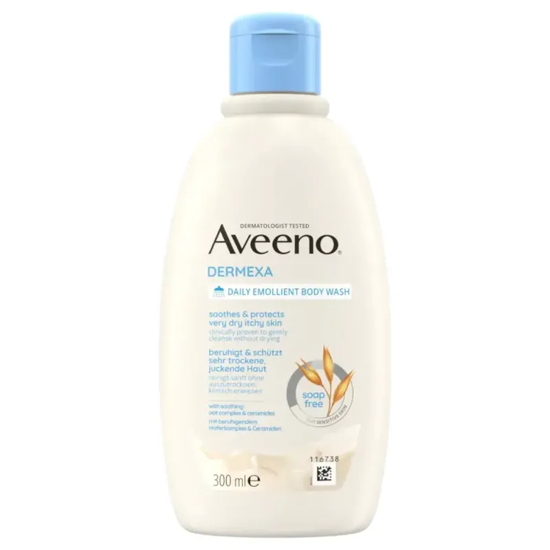 Azonnali szállítás Aveeno Dermexa illatmentes nyugtató tusfürdő 300 ml