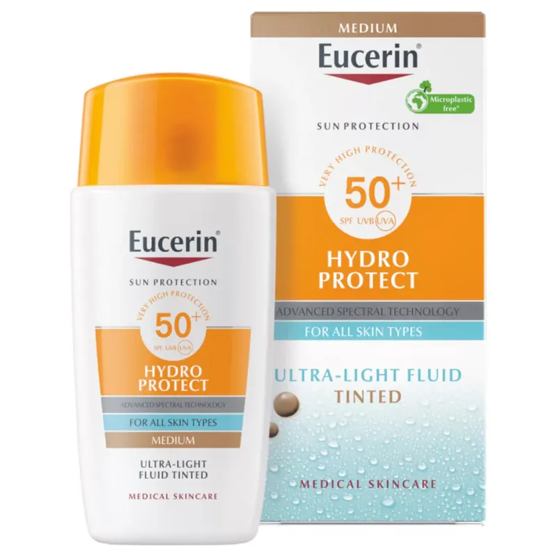 Eucerin Sun Hydro-Protect SPF50 ultra könnyű színezett napozó fluid arcra - medium 50 ml Legjobb ár