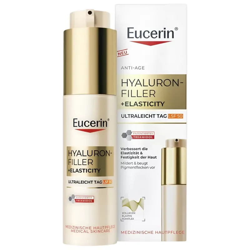Szezonális akció Eucerin Hyaluron-Filler + Elasticity ultra könnyű nappali SPF50 fluid 50 ml