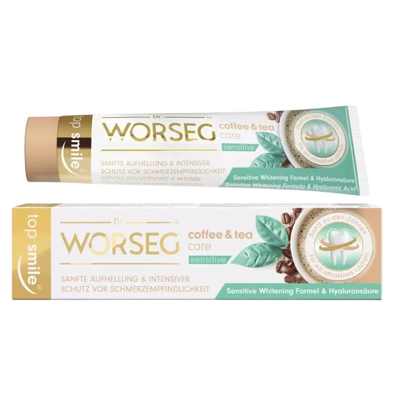 Dr. Worseg Top Smile Sensitive fehérítő fogkrém kávé/tea ellen 75 ml Biztonságos fizetés