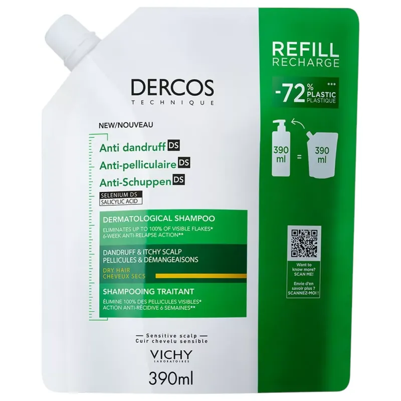 Vichy Dercos korpásodás elleni sampon száraz hajra utántöltő 390 ml Népszerű