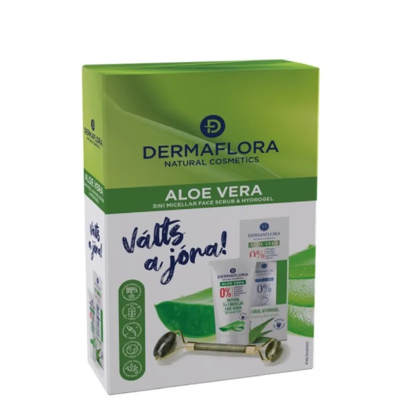 Expressz kézbesítés Dermaflora ajándékcsomag női (hidrogel 50ml+micellás arcradír 100ml+arcmasszírozó) aloe