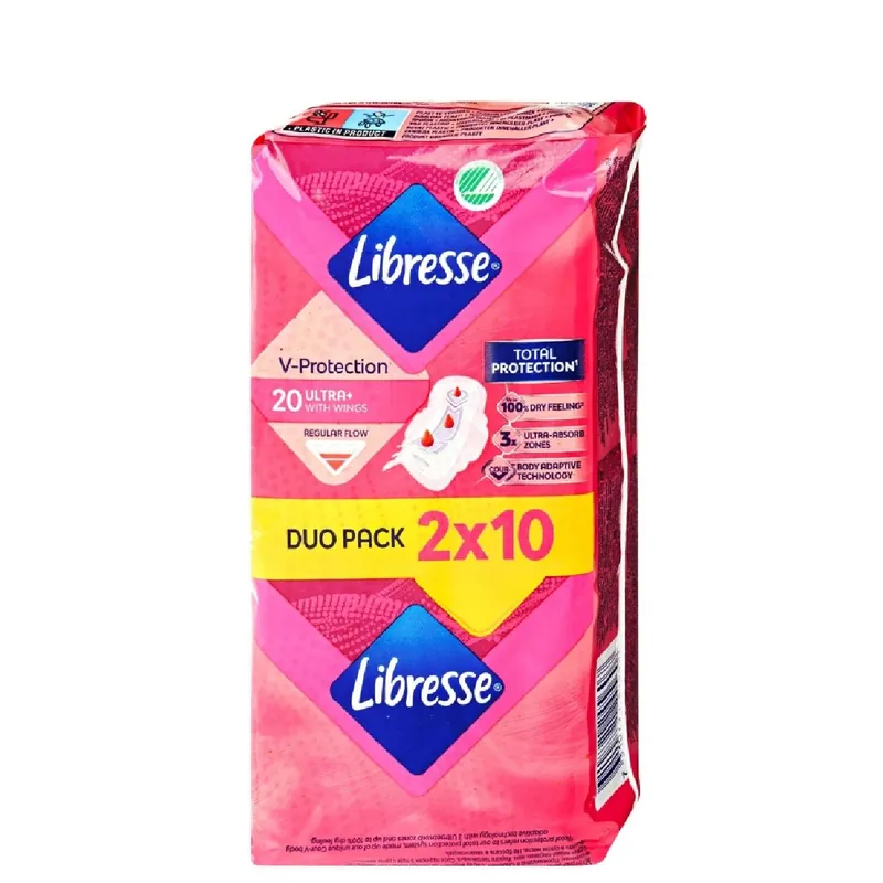 Kedvezmény Libresse betét egészségügyi szárnyas 20 db-os Normál Ultra Thin Duo Pack *