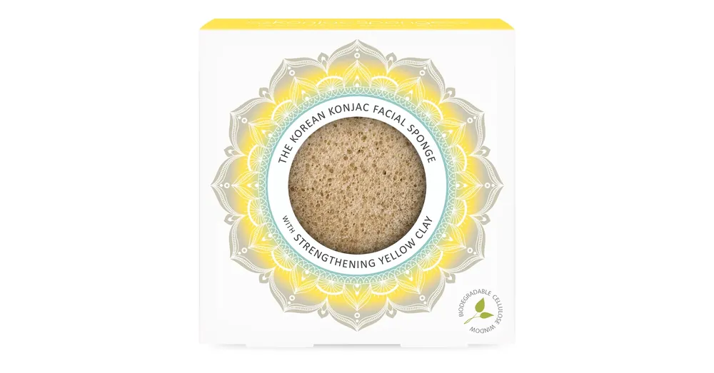 KONJAC SPONGE MANDALA ARCSZIVACS SÁRGA KAOLIN AGYAGGAL Árengedmény