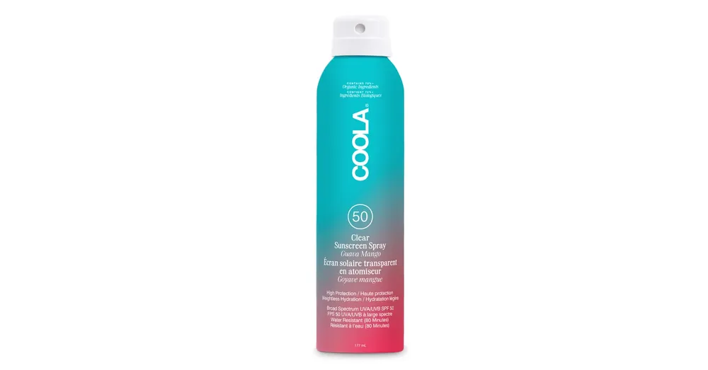 Akciós ár COOLA CLASSIC SPF50 ORGANIKUS FÉNYVÉDŐ SPRAY TESTRE - GUAVA MANGÓ