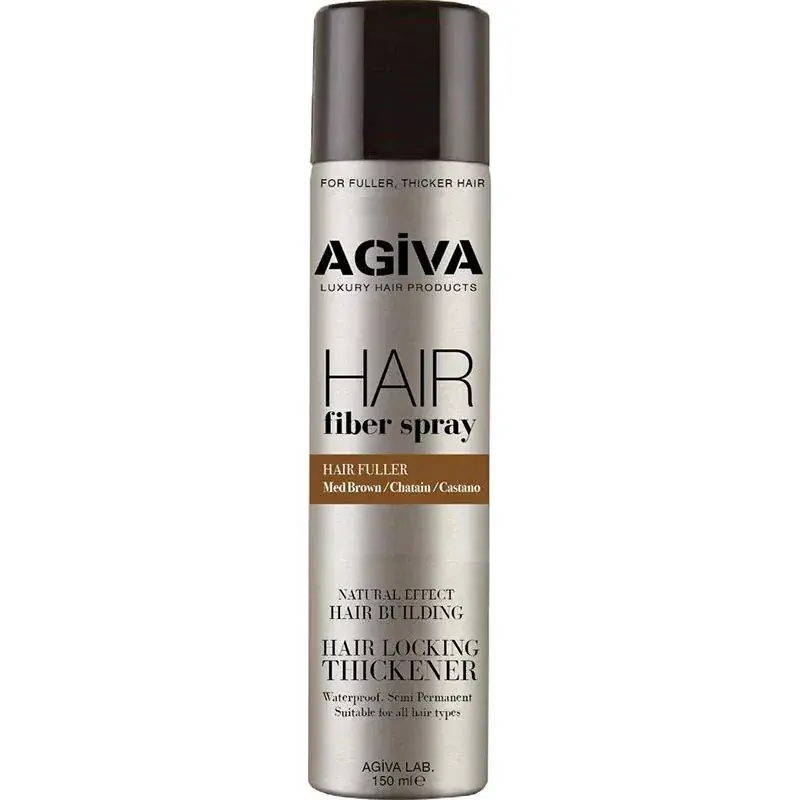 AGIVA Hair Fiber Spray hajdúsító rost spray féltartós színezővel, vízálló 150 ml MEDIUM BROWN Kedvezmény