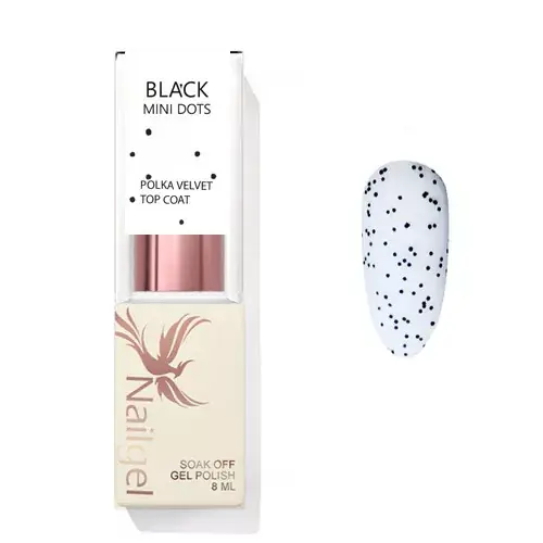 Végkiárusítás Polka Velvet Top Coat - Black mini dots - Fényzselé 8ml