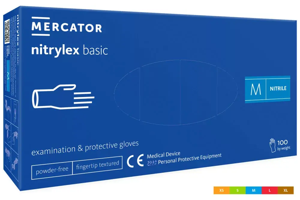 Végkiárusítás NITRYLEX BASIC (S) A100 BLUE - nitril púdermentes kék vizsgálókesztyű S