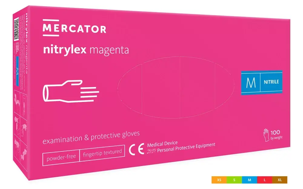Nitrylex magenta (M) nitril púdermentes magenta(intenzív pink) színű vizsgálókesztyű M Szezonális akció