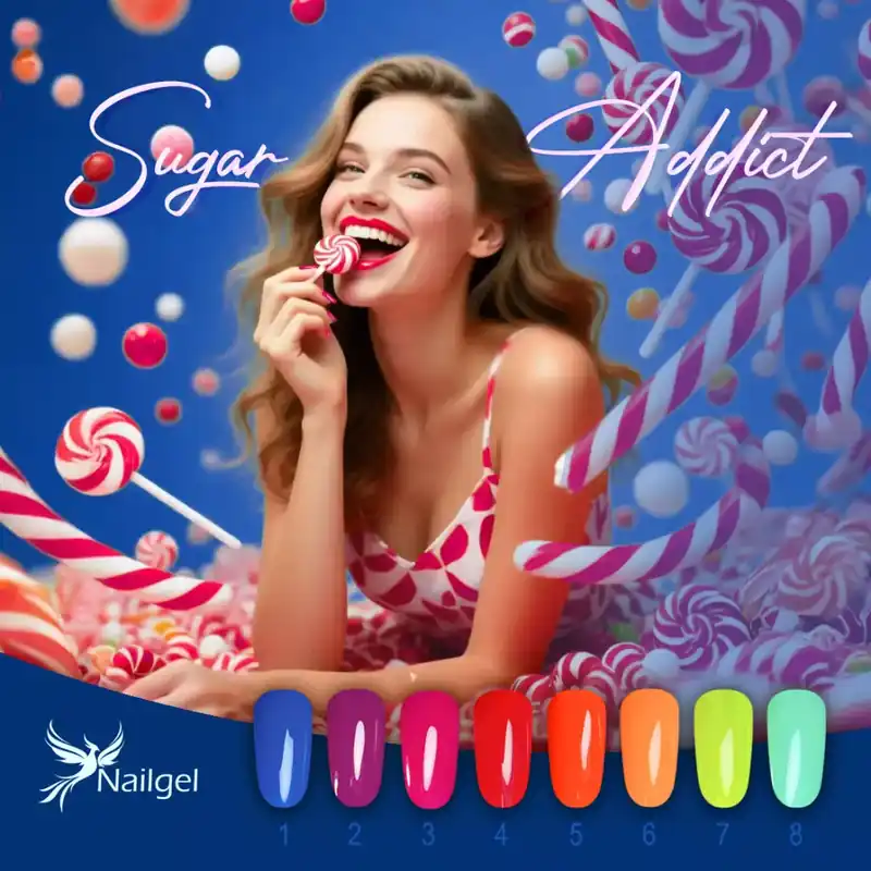 Sugar Addict gél lakk kollekció 8db géllakkal és ajándék margarétával Kedvezményes ár