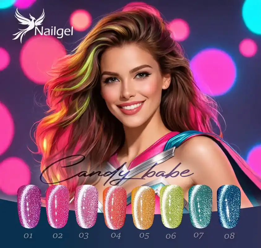 Akciós ár Candy Babe gél lakk kollekció 8db géllakkal és ajándék margarétával