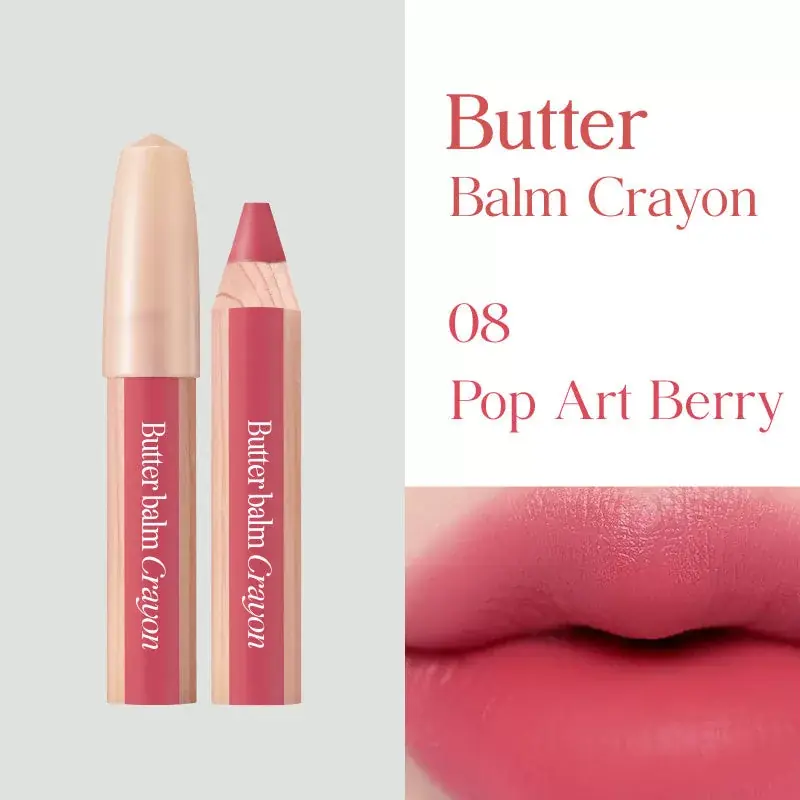 Vásárlói kedvenc Clio Butter Balm Crayon Rúzs és Arcpirosító 08 Pop Art Berry 3.9g + ajándék hegyező