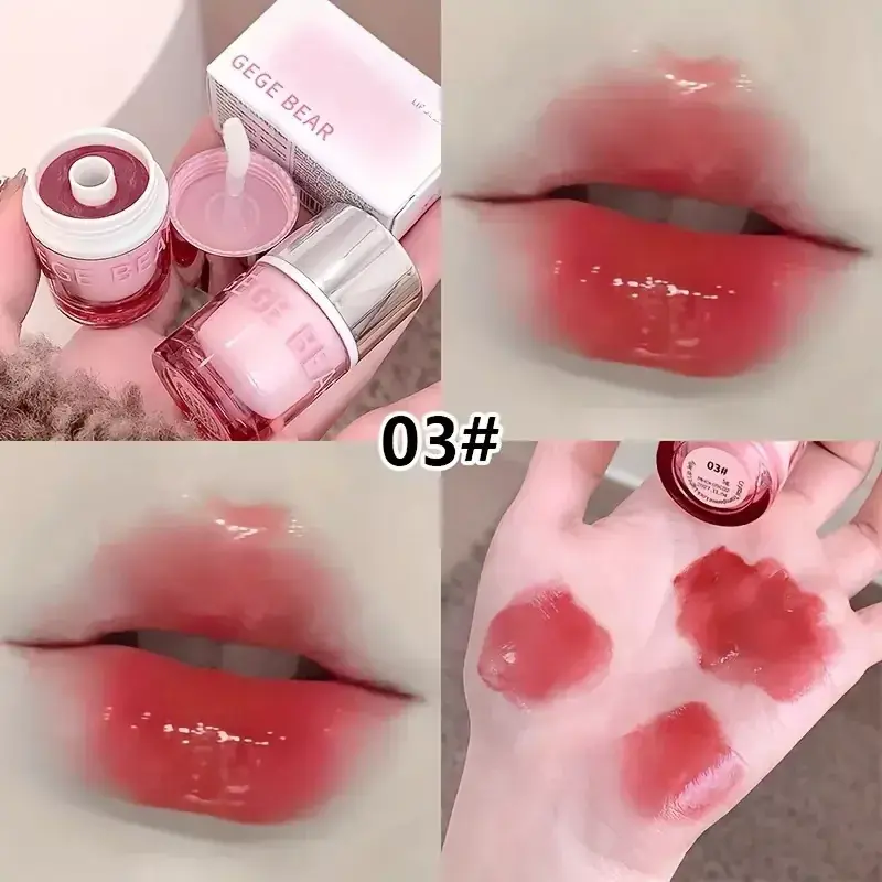 Gege Bear Crystal Transparent Lock Light Lip Jelly Ajak Gél 03 Red Tea Frozen Szezonális akció