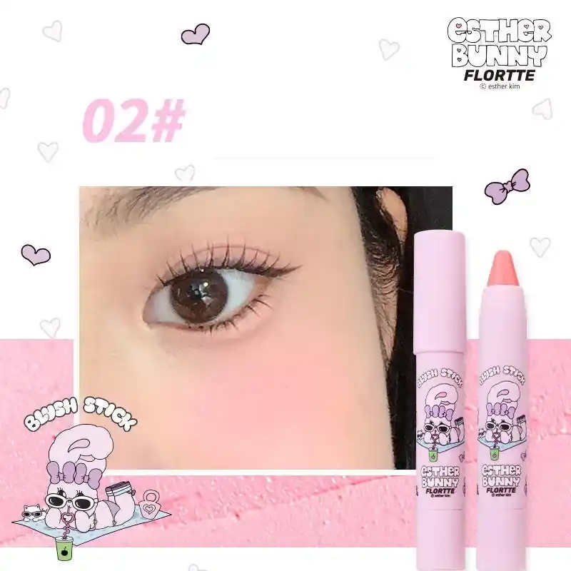 Újdonság Flortte Blush Stick Arcpirosító 02 Cherry Blossom Pink 3.5g (Esther Bunny Collection)