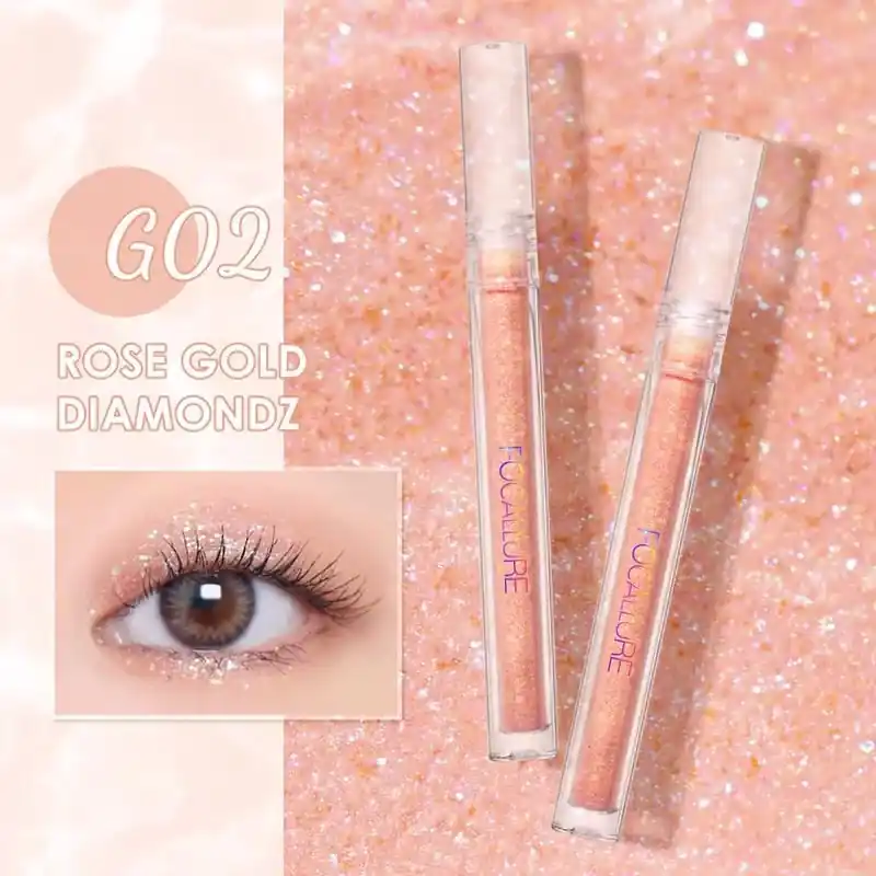 Legjobb ár Focallure Glittering Folyékony Szemhéjfesték G02 Rose Gold Diamondz (glitter)