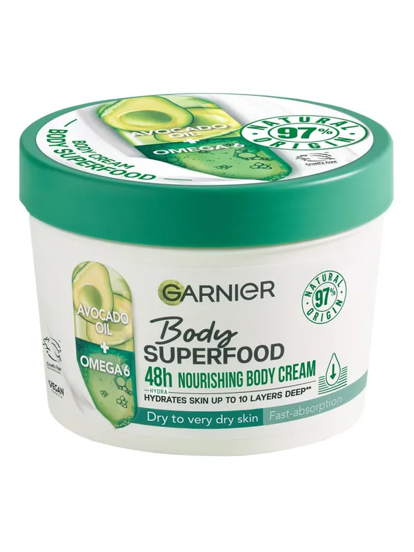 Garnier Body Superfood Nourishing Cream tápláló krém - Avocado & Omega 6 Szuper ajánlat